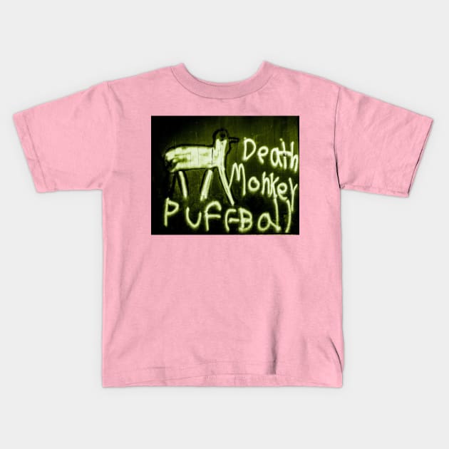 Death Monkey Puffball Green/Black Kids T-Shirt by Death Monkey Puffball